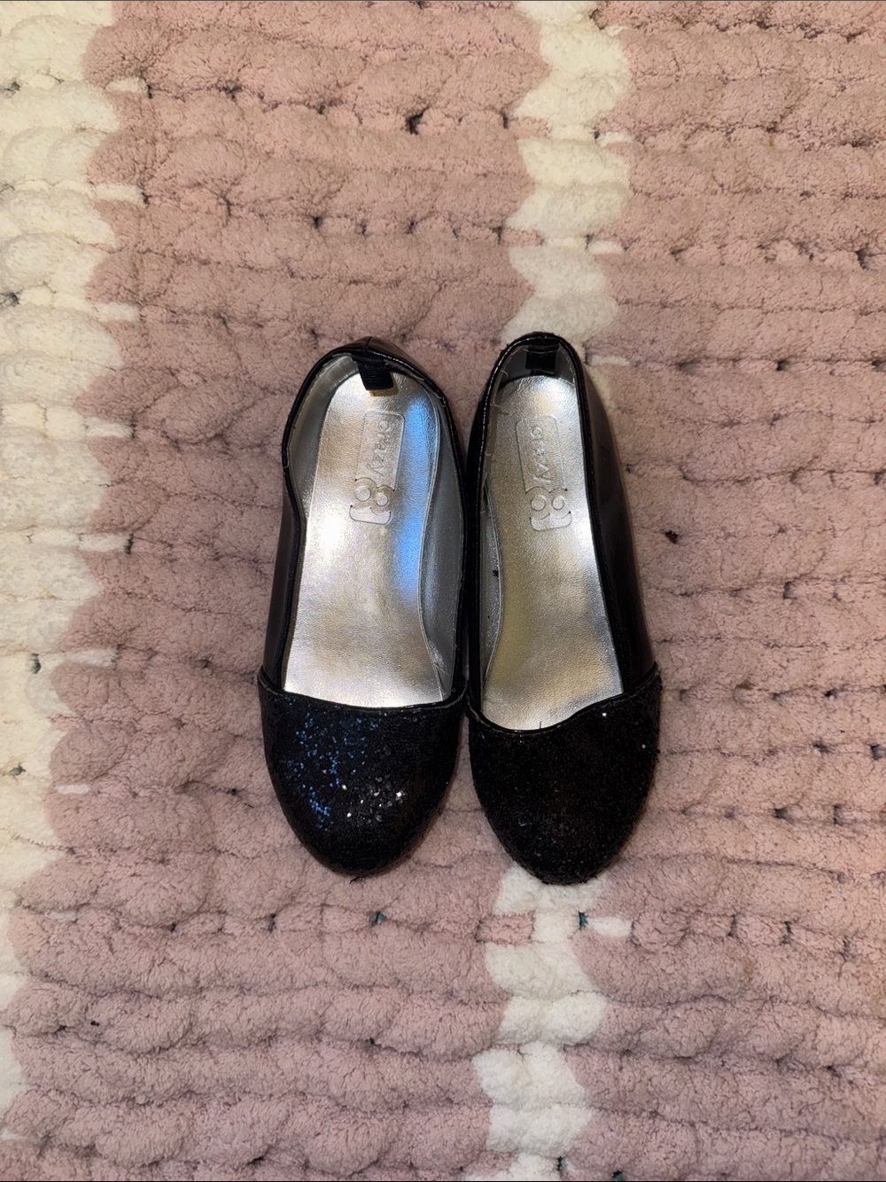 Crazy 8 Black Glitter Girls' Ballet Flats